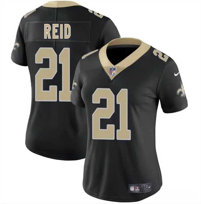 Womens New Orleans Saints #21 Justin Reid Black 2025 Vapor Stitched Limited Jersey Dzhi